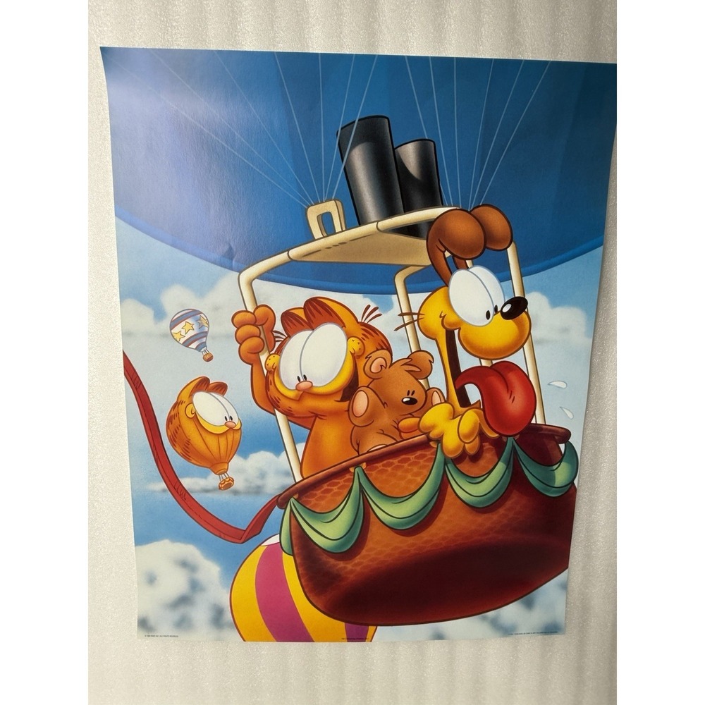 Vintage 1999 Licensed PAWS Garfield And Odie In A Hot Air Balloon Poster New